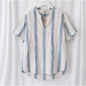 Grand Greece Toddler Boy Shirt Size 2 Blue White Striped Cotton Gauze Greece NWT